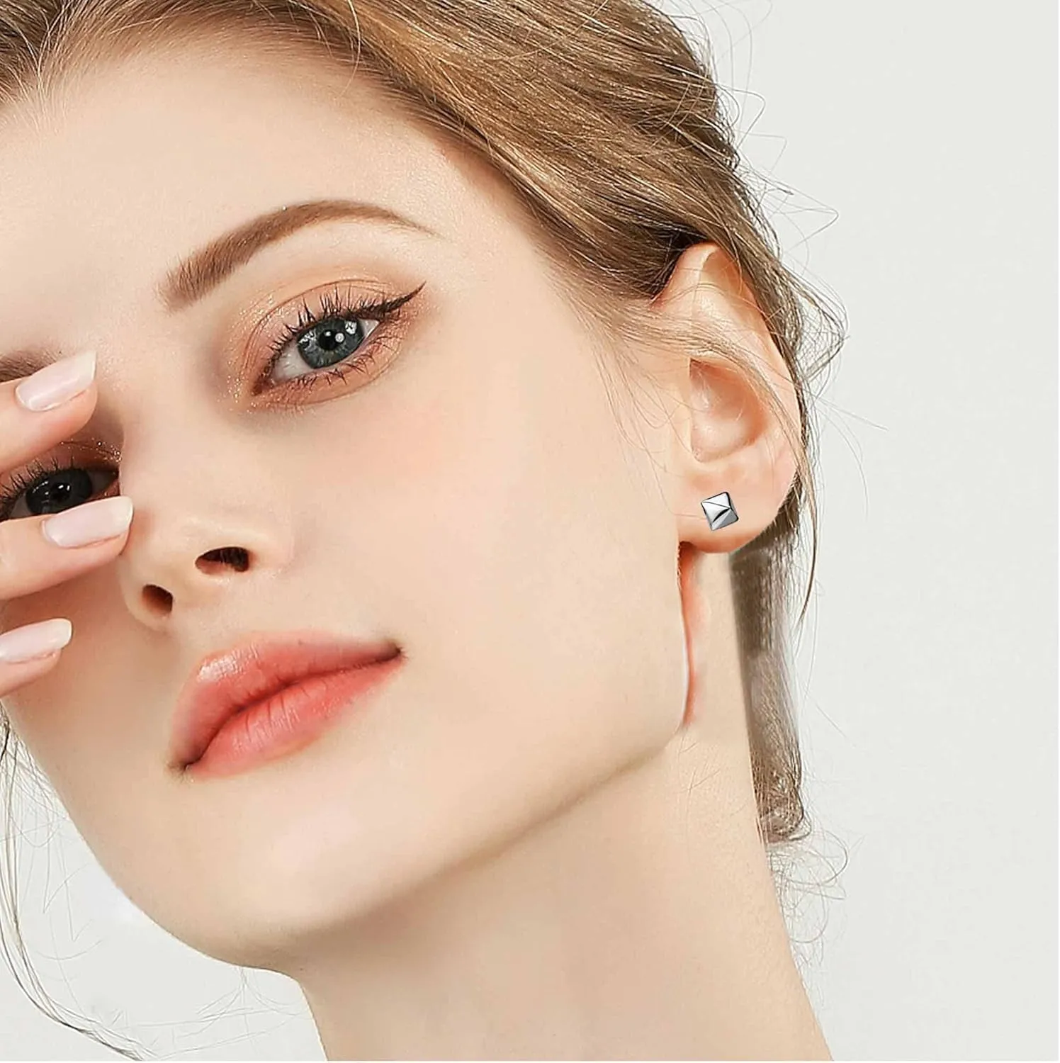 Silver Earrings for women Tiny Cute Heart/Star/Cross/Huggie/Geometric/Triangle/Elephant Stud earrings Hypoallergenic Surgical Steel Small for Women Mother's Day Gifts