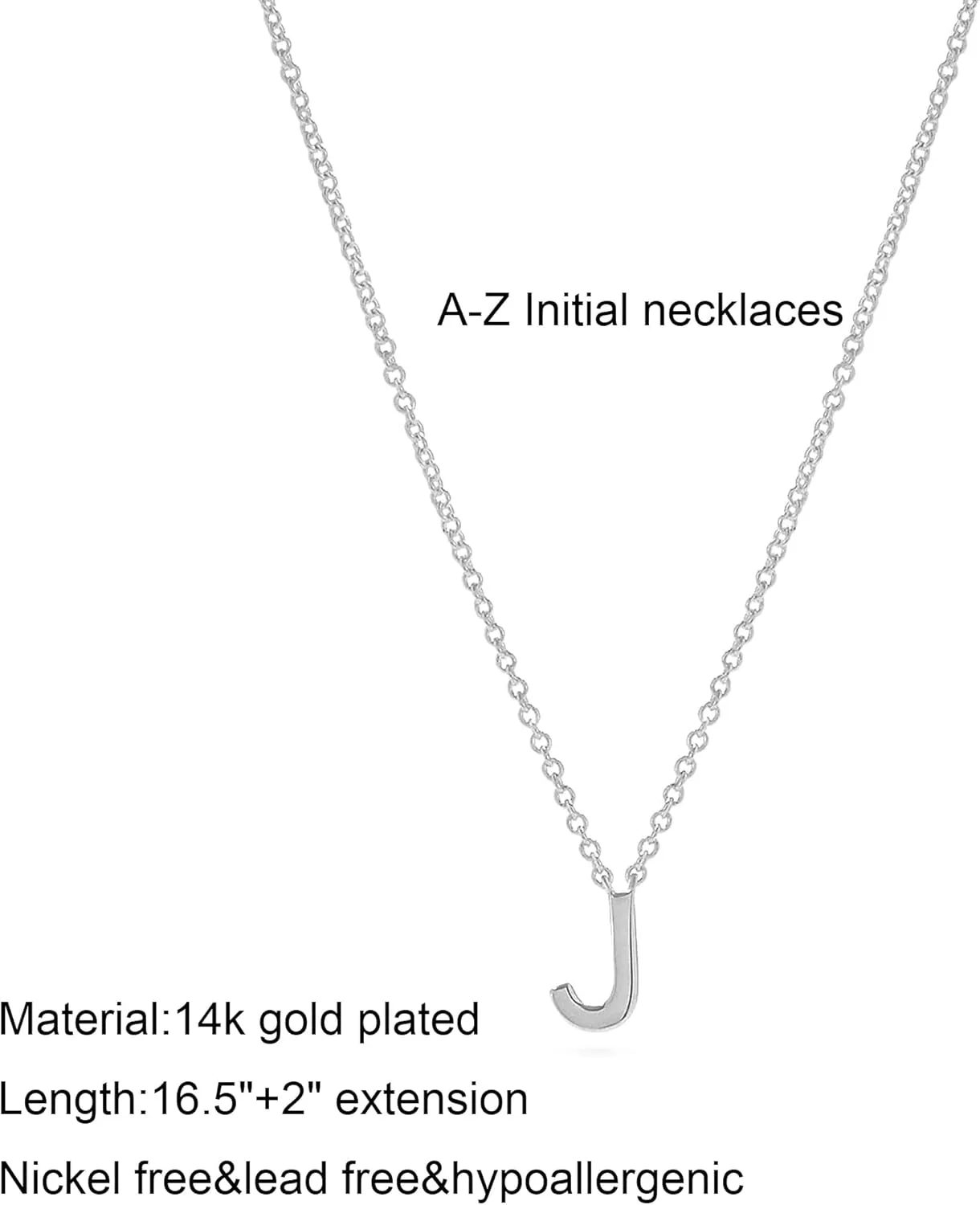Silver Initial Necklace for Women, Dainty Personalized Initial Letter Necklace, Cute Choker Necklaces for Women, Simple Silver Jewelry Gifts