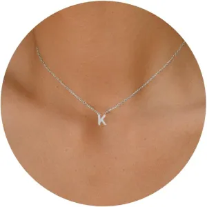 Silver Initial Necklace for Women, Dainty Personalized Initial Letter Necklace, Cute Choker Necklaces for Women, Simple Silver Jewelry Gifts
