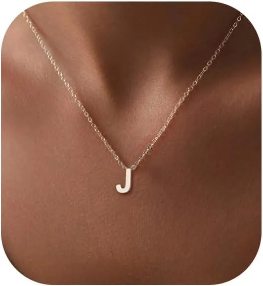 Silver Initial Necklace for Women, Dainty Personalized Initial Letter Necklace, Cute Choker Necklaces for Women, Simple Silver Jewelry Gifts