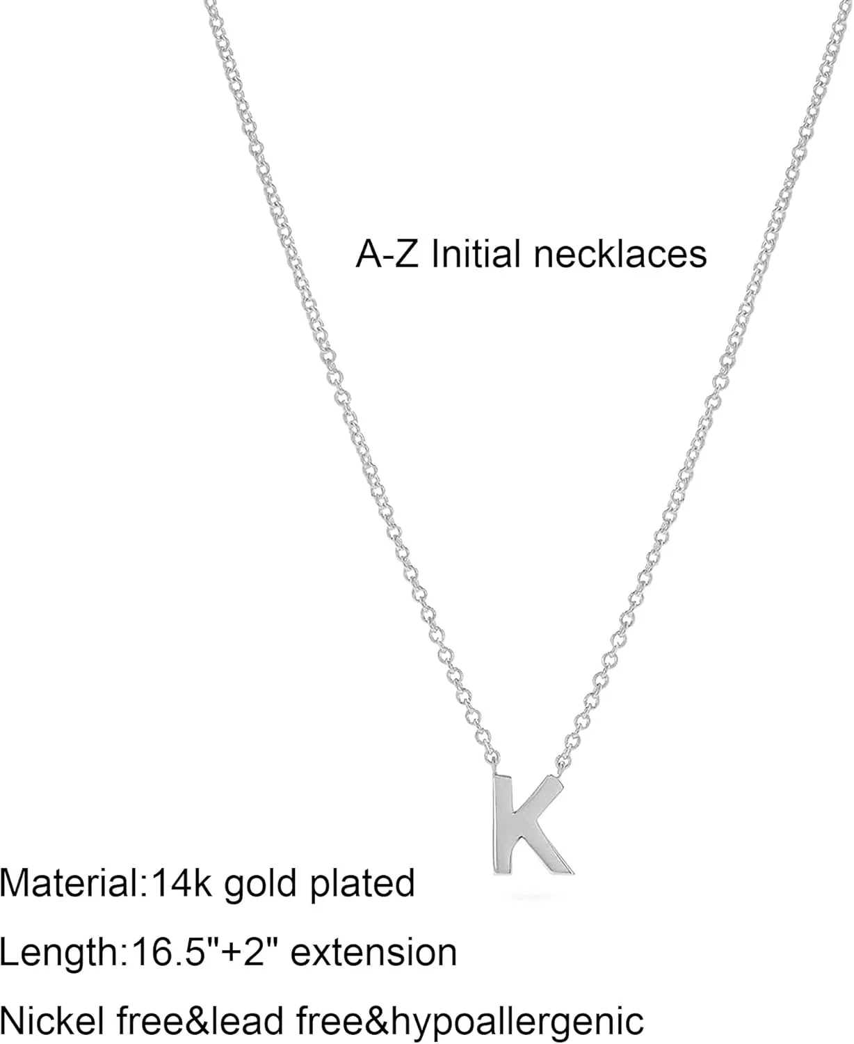 Silver Initial Necklace for Women, Dainty Personalized Initial Letter Necklace, Cute Choker Necklaces for Women, Simple Silver Jewelry Gifts
