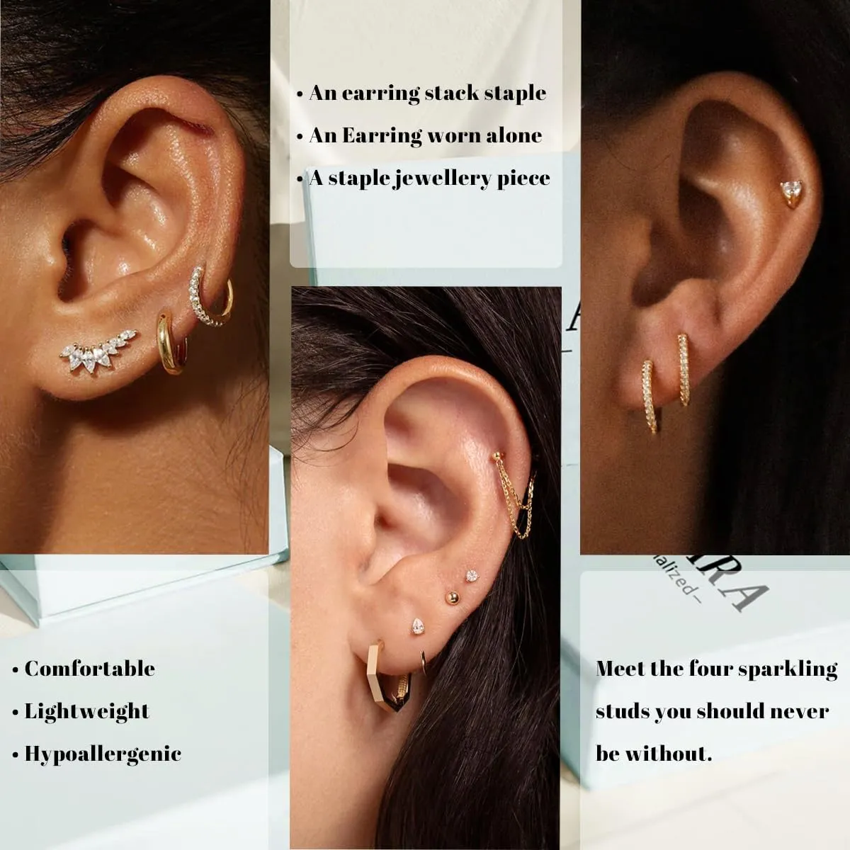 Silver Stud Earrings for Women Hypoallergenic 925 Sterling Silver Pearl Earrings Cubic Zirconia Ball Stud Earrings Set Dainty Earring Sets for Multiple Piercing