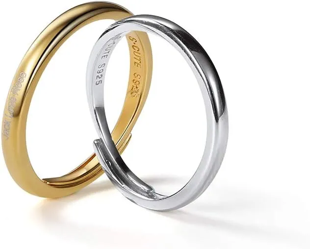 SILVERCUTE Wedding Band Rings S925 Sterling Silver Platinum Plated/18K Gold Plated Tarnish Resistant Open Ring,Birthstone Cubic Zirconia Fine Rings
