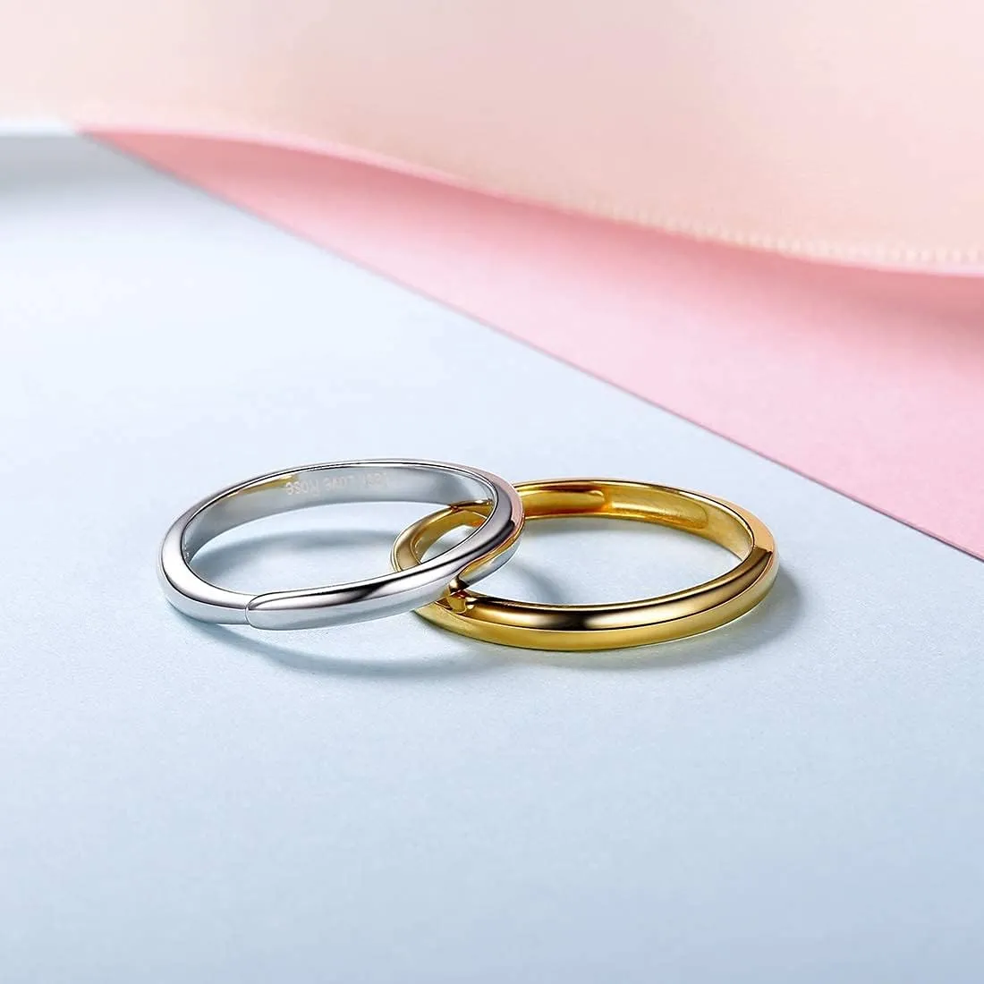 SILVERCUTE Wedding Band Rings S925 Sterling Silver Platinum Plated/18K Gold Plated Tarnish Resistant Open Ring,Birthstone Cubic Zirconia Fine Rings