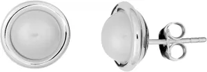Silverly Women's 925 Sterling Silver 12 mm Round Cream Freshwater Pearl Vintage Style Stud Earrings