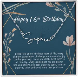 Sixteenth Birthday Custom Name Necklace  Personalized Sweet 16 Jewelry Gift - 16SSNS-D