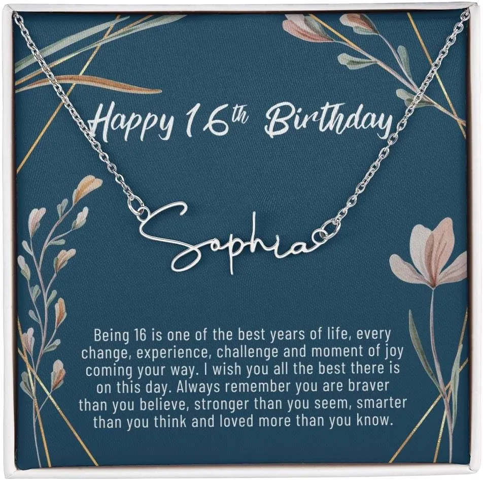 Sixteenth Birthday Custom Name Necklace  Personalized Sweet 16 Jewelry Gift - 16SSNS-D