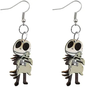 Skull of Love Ghost Acrylic Halloween Stud Dangle Earrings - Horror Movie Characters & Text Dangle Earrings