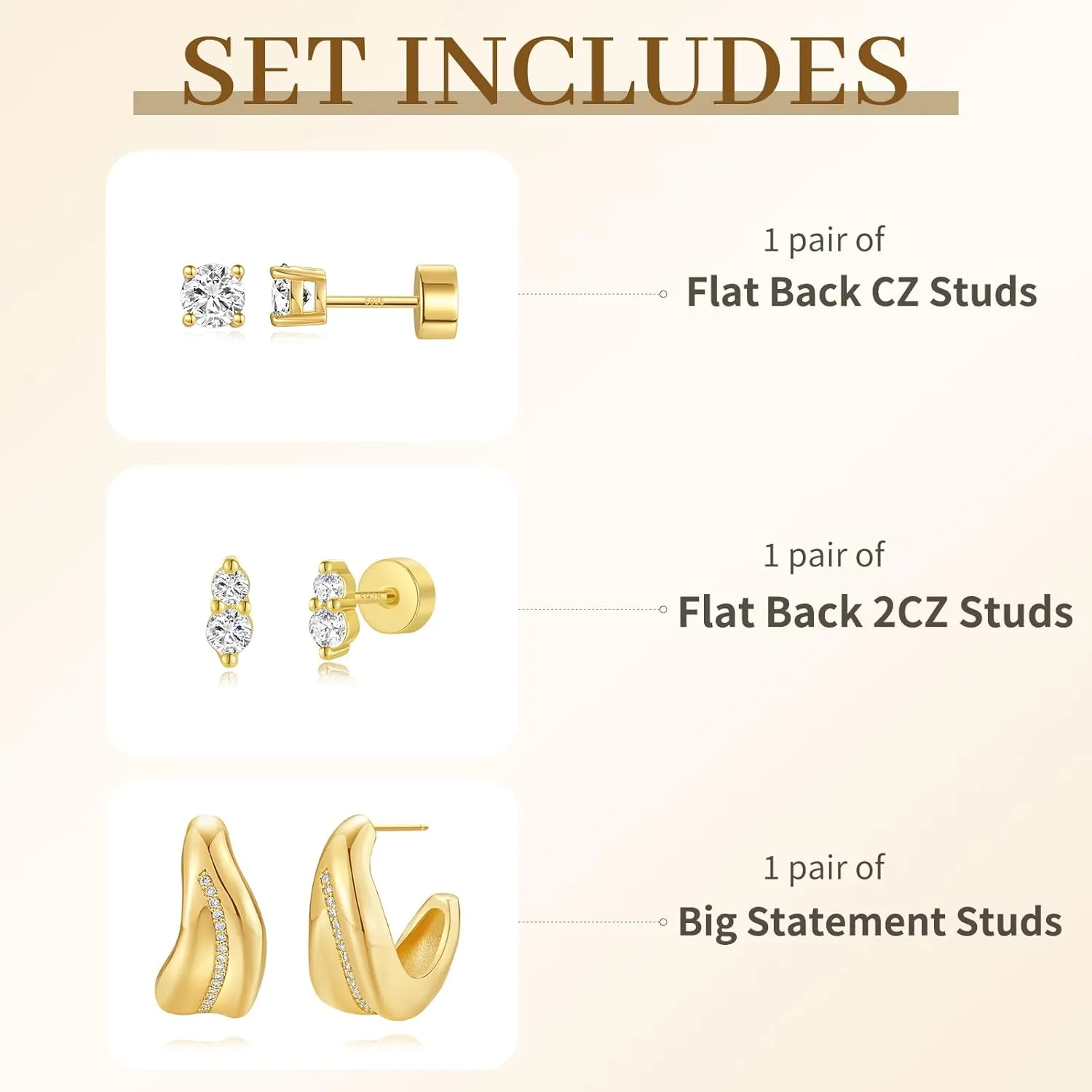 Small Hoop Earrings Set for Women, 14K Gold Plated Chunky Ball Cubic Zirconia Earrings with S925 Sterling Silver Post, Hypoallergenic Huggie Hoop Earrings Jewelry Trendy 2025