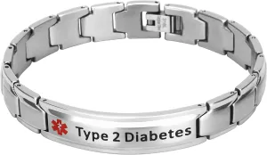 Smarter LifeStyle Elegant Medical Alert Bracelet for Men - Surgical Grade Steel ID Bracelet for Type 2 Diabetes