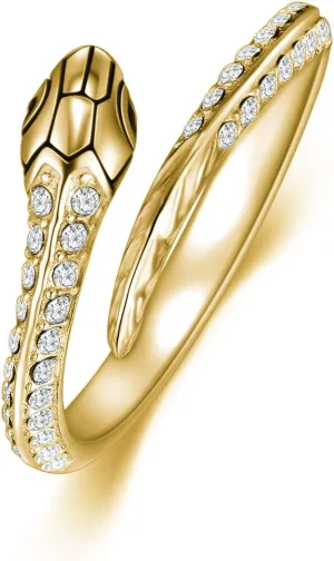 Snake Ring Sterling Silver Animal Open Adjustable Ring with Crystals from Austria, Snkae Jewelry Gifts for Women Girls