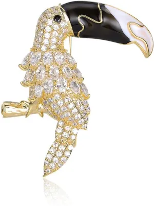 Sparkling Crystal Parrot Brooch for Women Elegant Enamel Bird Pins with Large Rhinestones for Women's Jewelry Collection