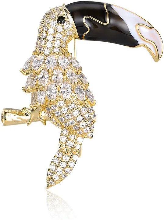 Sparkling Crystal Parrot Brooch for Women Elegant Enamel Bird Pins with Large Rhinestones for Women's Jewelry Collection