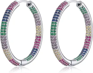 Sparkly Austrian Crystal Hinged Hoop Earrings for Women 14K Gold Plated Hypoallergenic Jewelry Gifts for Women