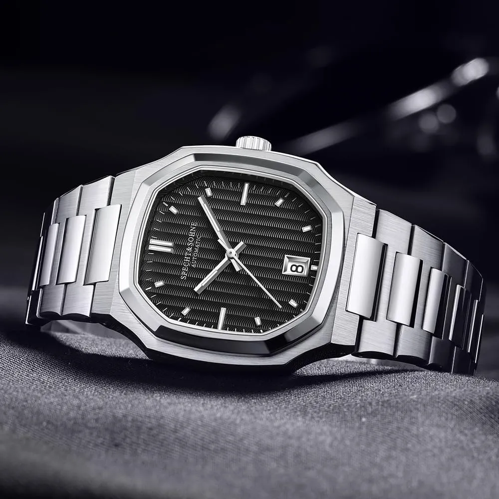 SPECHT&SOHNE Watches for Men 38MM Rare Elegant Automatic Mechanical Watch Stainless Steel Sapphire Crystal Waterproof