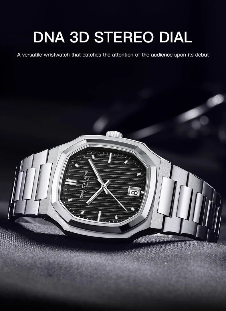 SPECHT&SOHNE Watches for Men 38MM Rare Elegant Automatic Mechanical Watch Stainless Steel Sapphire Crystal Waterproof