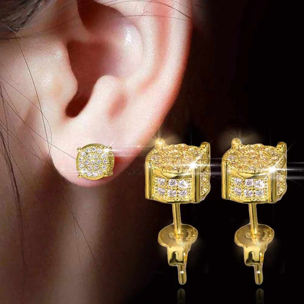 spring sale 2025, big spring sale Women Synthetic Diamond Earrings, 18K White Gold Plated Round Square Cubic Zirconia Hypoallergenic Studs Earrings amazon haul sale clearance