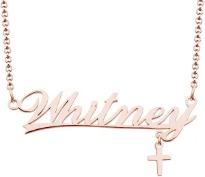 Stainless Steel Chain Rose Gold Pendant Customized Plate Personalized Name Necklace