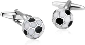 Stainless Steel Cufflinks for Men, Cuff Links Elegant Soccer Ball Suit Tuxedo Dress Shirt Accessories Jewelry Gift for Birthday