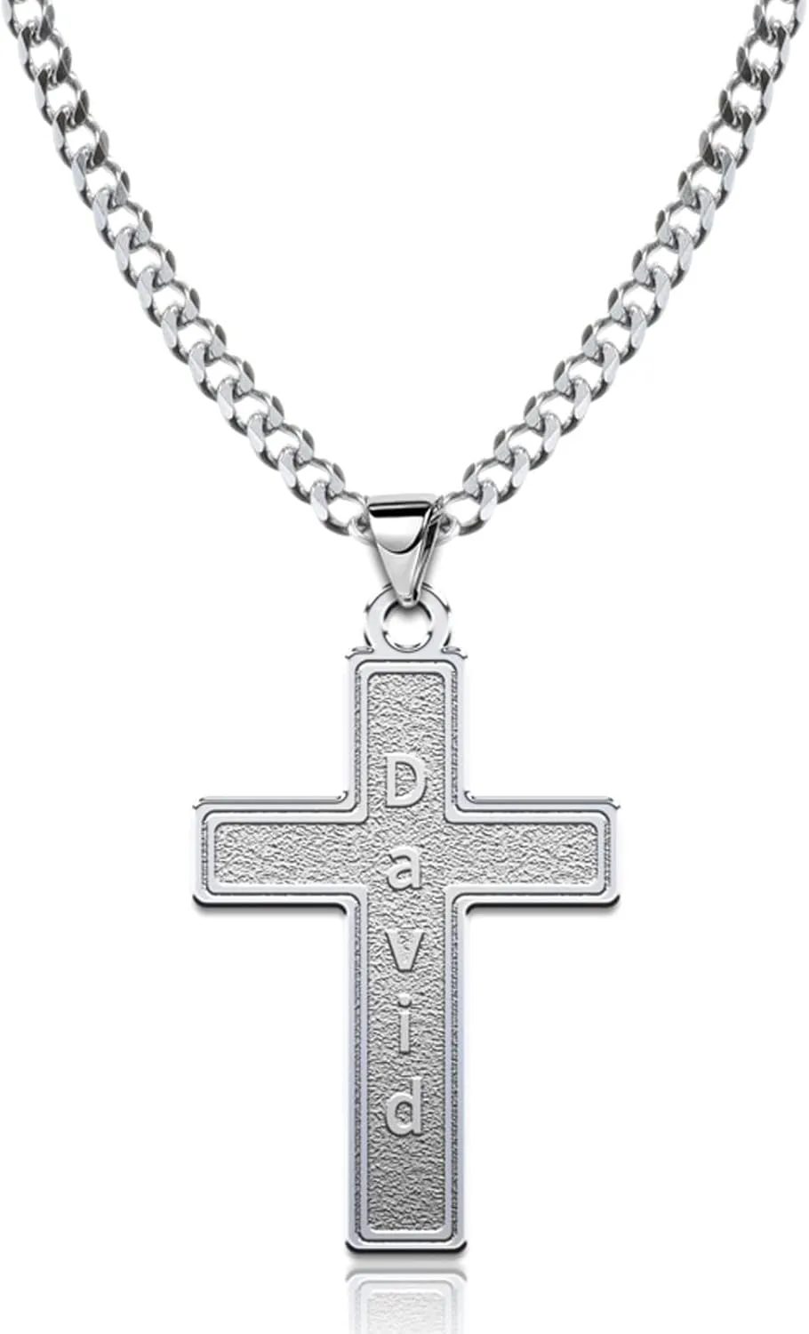 Stainless Steel Custom Cross Necklace for Men Personalized Name Necklace Engraved 5mm Curb Chain