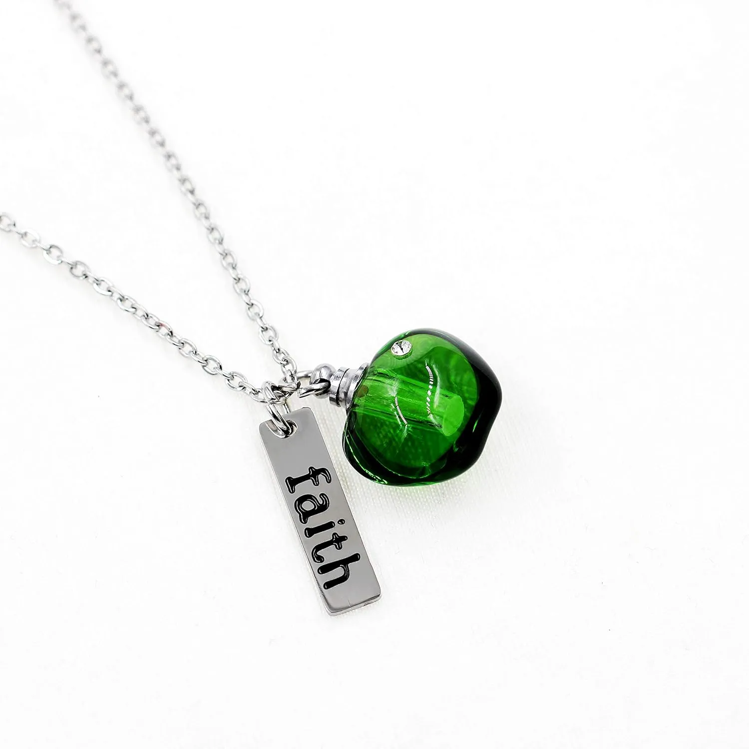 Stainless Steel Faith Pendant Necklace with Mustard Seed in Apple Shape Openable Bottle Case Charms Christian Necklaces Y786