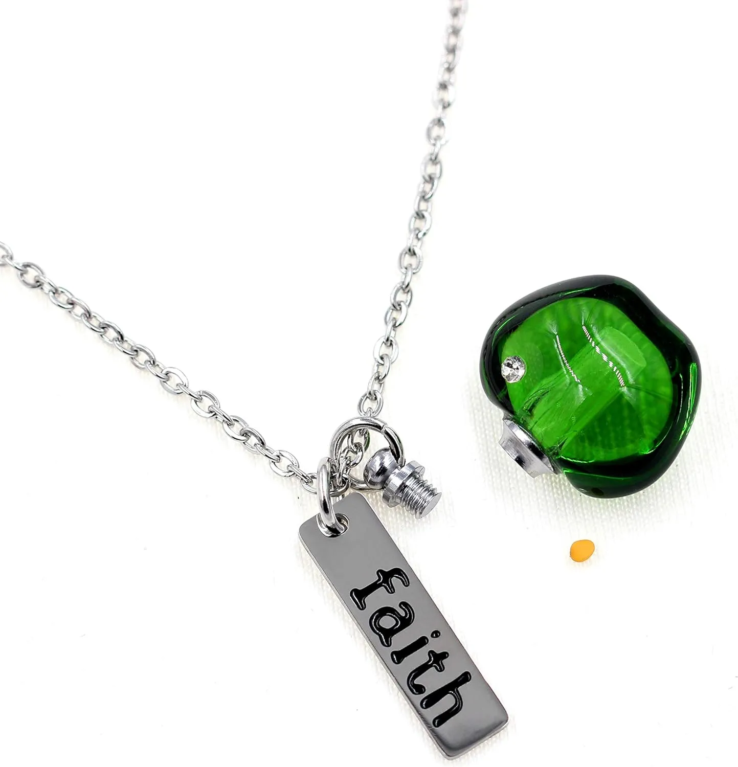Stainless Steel Faith Pendant Necklace with Mustard Seed in Apple Shape Openable Bottle Case Charms Christian Necklaces Y786