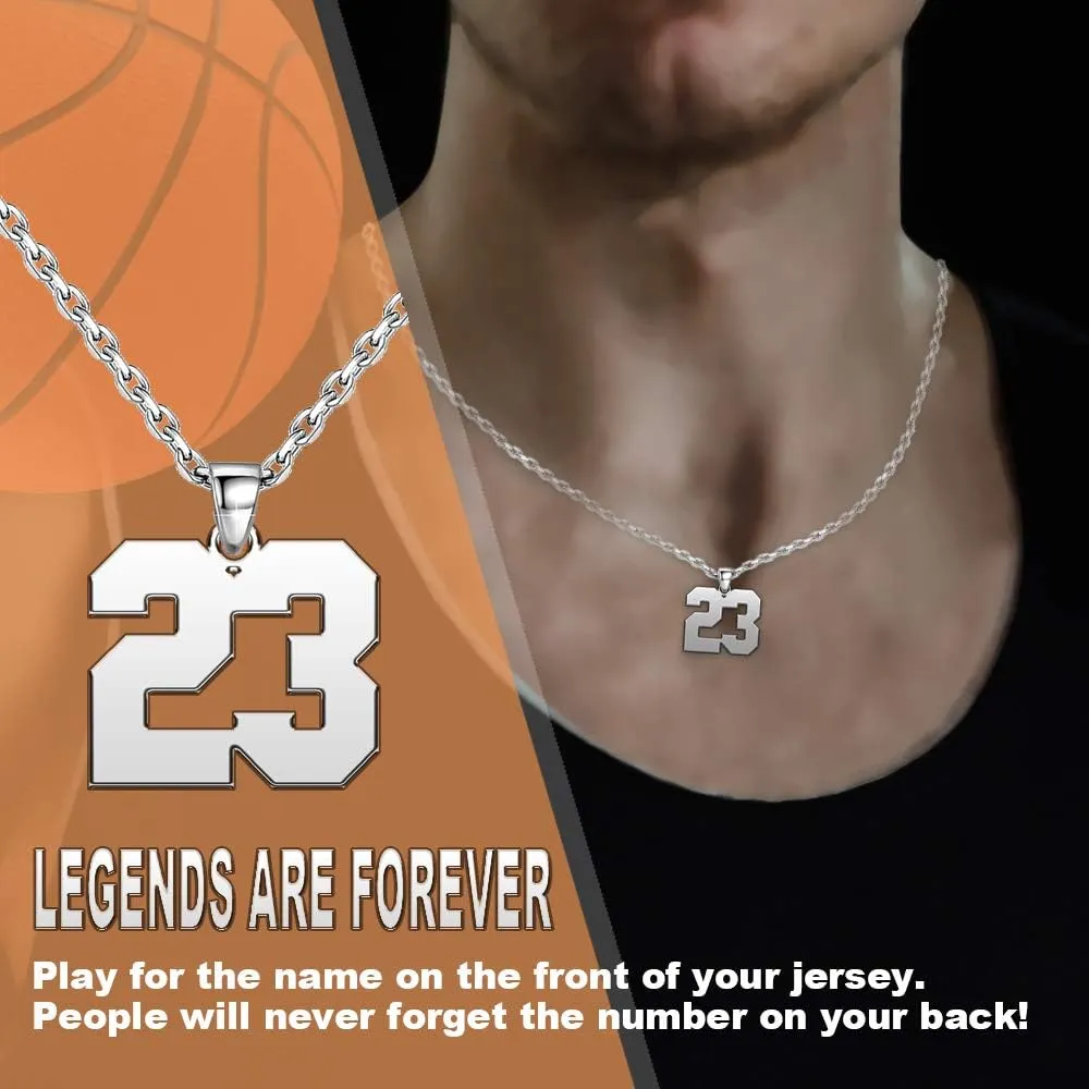 Stainless Steel Personalized Number Necklace Jewelry Custom Number Chain Sports Necklaces for Men Women, 0.7, 0.9 and 1.2 inch
