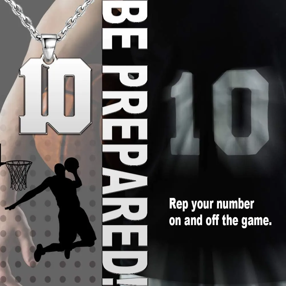 Stainless Steel Personalized Number Necklace Jewelry Custom Number Chain Sports Necklaces for Men Women, 0.7, 0.9 and 1.2 inch