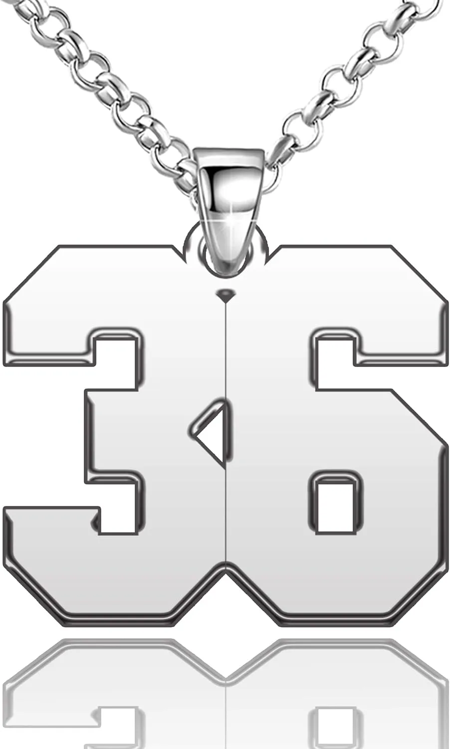 Stainless Steel Personalized Number Necklace Jewelry Custom Number Chain Sports Necklaces for Men Women, 0.7, 0.9 and 1.2 inch