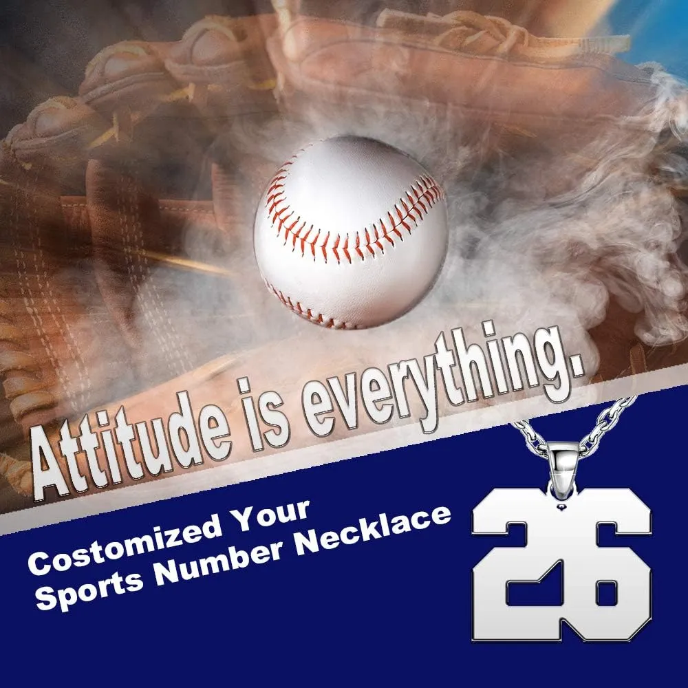 Stainless Steel Personalized Number Necklace Jewelry Custom Number Chain Sports Necklaces for Men Women, 0.7, 0.9 and 1.2 inch