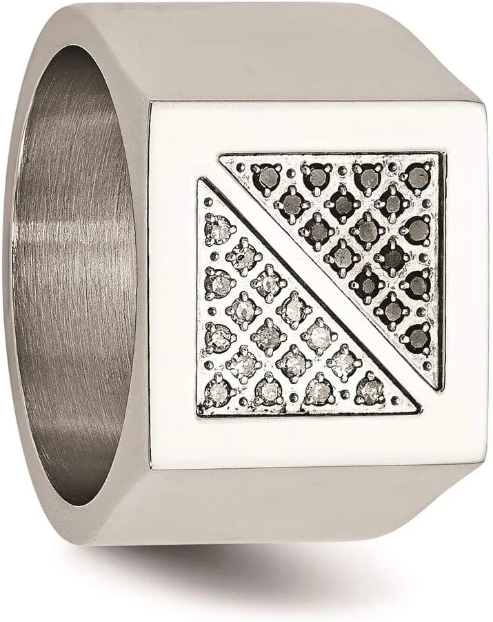 Stainless Steel White and Black Diamond Ring Fine Jewelry For Women Gifts For Her