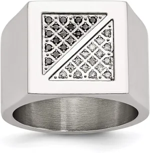 Stainless Steel White and Black Diamond Ring Fine Jewelry For Women Gifts For Her