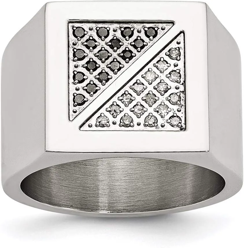 Stainless Steel White and Black Diamond Ring Fine Jewelry For Women Gifts For Her