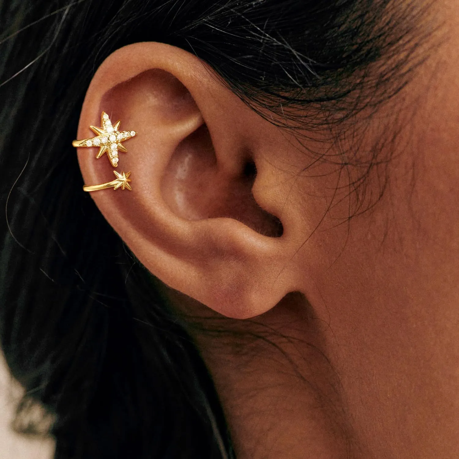 Star Ear Cuff Earrings for Women, Dainty Gold/Sliver Ear Cuffs Non Piercing Tiny Cartilage Cuff Earring Boho Trendy Northstar Starburst Ear Cuff Set Jewelry Gift for Women