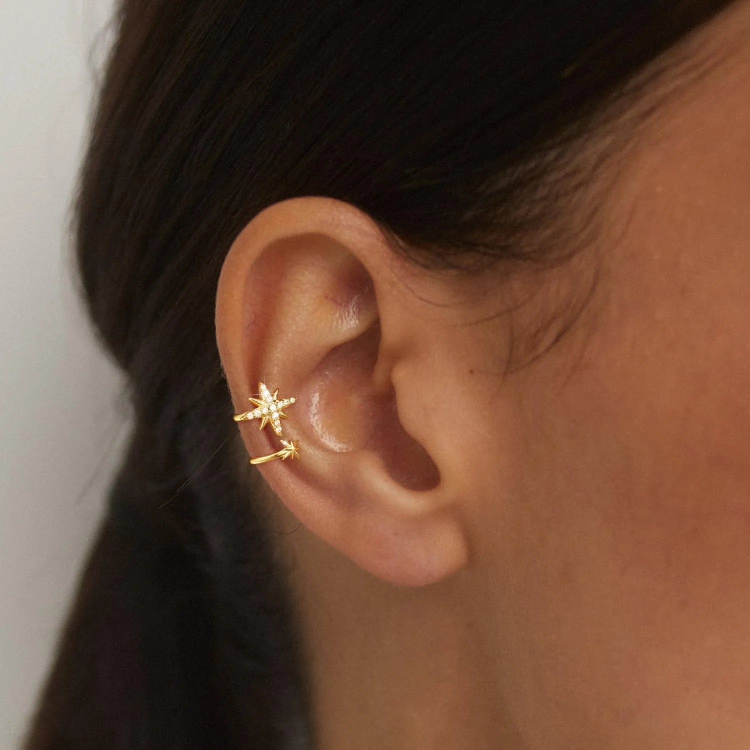 Star Ear Cuff Earrings for Women, Dainty Gold/Sliver Ear Cuffs Non Piercing Tiny Cartilage Cuff Earring Boho Trendy Northstar Starburst Ear Cuff Set Jewelry Gift for Women