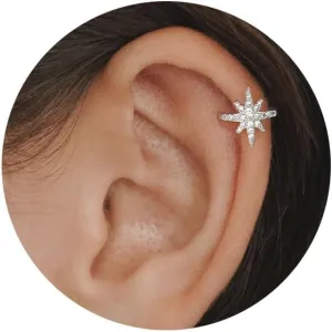Star Ear Cuff Earrings for Women, Dainty Gold/Sliver Ear Cuffs Non Piercing Tiny Cartilage Cuff Earring Boho Trendy Northstar Starburst Ear Cuff Set Jewelry Gift for Women