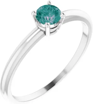 Sterling Silver 3mm Round Shape Imitation Alexandrite BirthStone Fashion Ring Fine Jewelry For Women Gifts For Her, Size 3