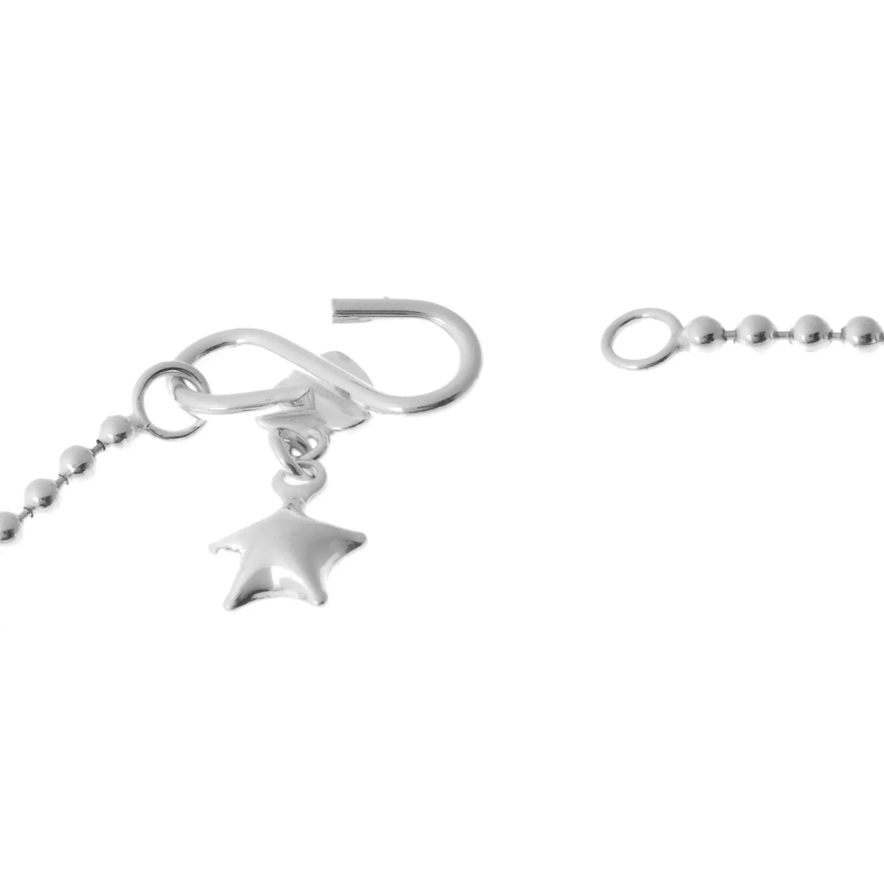 Sterling Silver Beaded Anklets with Heart and Star Bell Charms A-7159
