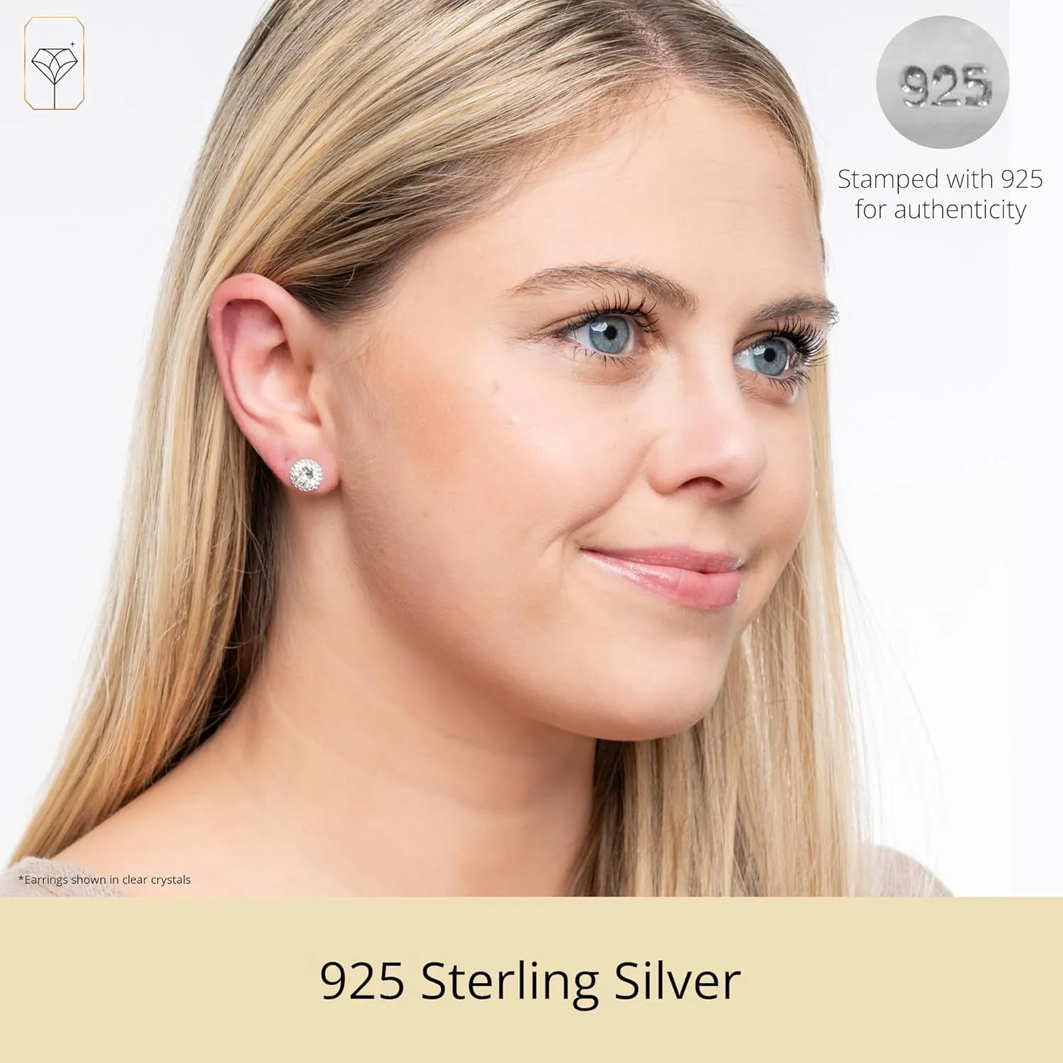 Sterling Silver Crystal Halo Stud Earrings