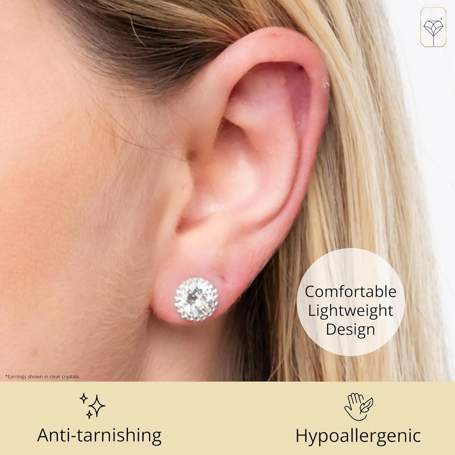 Sterling Silver Crystal Halo Stud Earrings