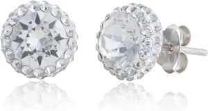 Sterling Silver Crystal Halo Stud Earrings