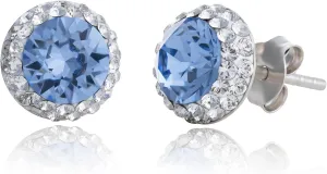 Sterling Silver Crystal Halo Stud Earrings