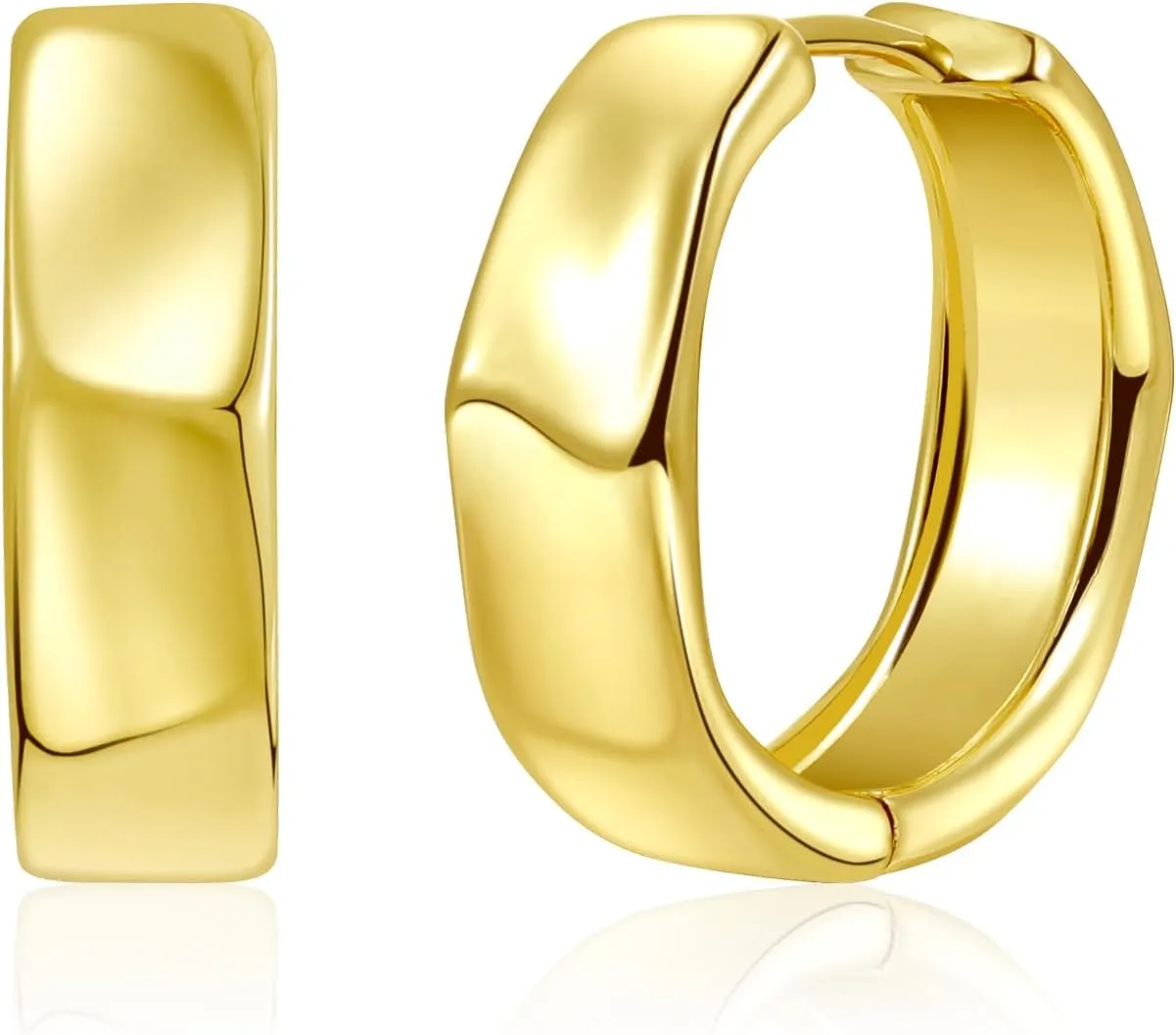 Sterling Silver Hoop Earrings for Women Small Chunky Silver and 14K Gold Plated Earrings for Women Trendy Hoop Earrings Silver Hypoallergenic Oval Earrings Thick Huggie Hoops Earring for Jewelry Gifts
