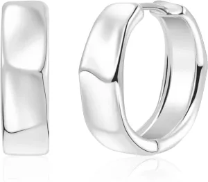 Sterling Silver Hoop Earrings for Women Small Chunky Silver and 14K Gold Plated Earrings for Women Trendy Hoop Earrings Silver Hypoallergenic Oval Earrings Thick Huggie Hoops Earring for Jewelry Gifts