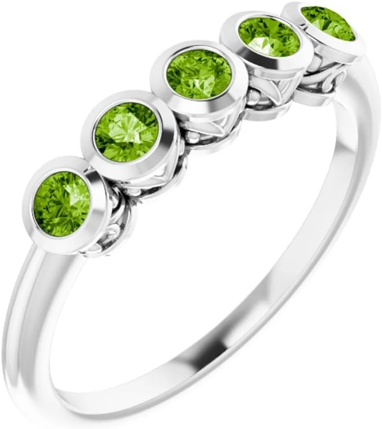 Sterling Silver Imitation Peridot Accented Fashion Ring Fine Jewelry For Women Gifts For Her, Size 7