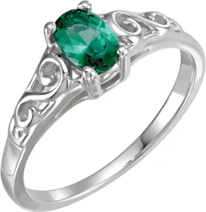 Sterling Silver May Small Imitation BirthStone Fashion Ring Fine Jewelry For Women Gifts For Her, Size 5