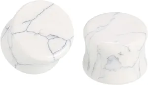 Stone Gauges, Plugs Gauges Elegant White 1 Pair Ear Tunnels Cool Jewelry for Womens Mens Punk Gift
