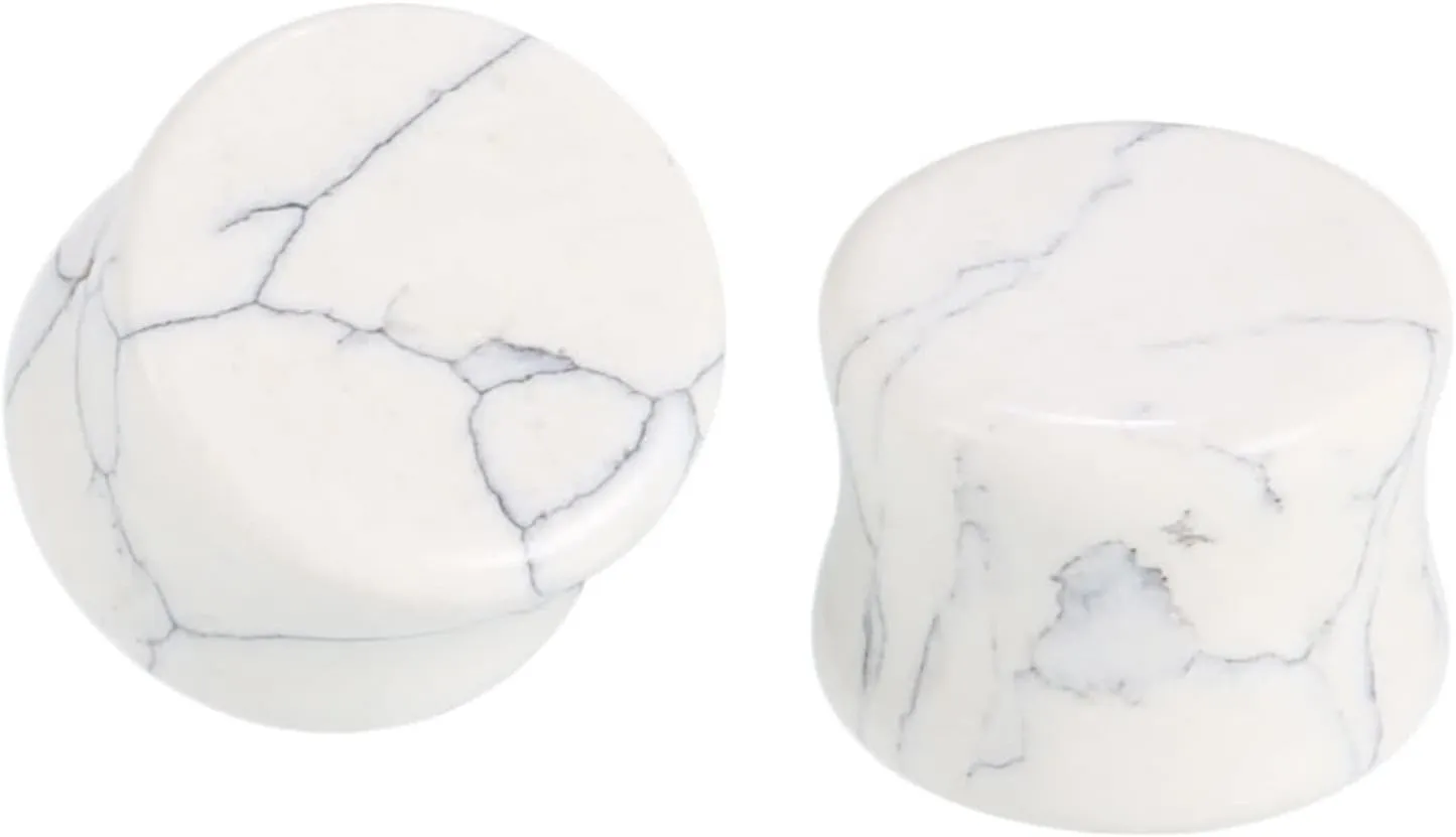 Stone Gauges, Plugs Gauges Elegant White 1 Pair Ear Tunnels Cool Jewelry for Womens Mens Punk Gift
