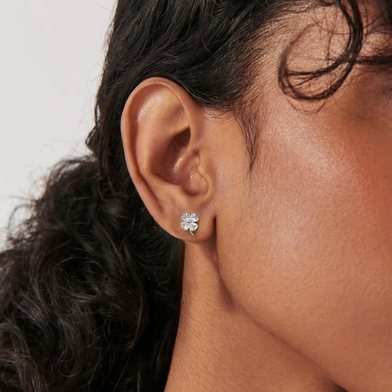 Stud Earrings for Women 925 Sterling Silver Small CZ Star Hypoallergenic Earrings Dainty Clover Shamrock Bar Barbell Screw Back Earrings