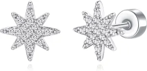 Stud Earrings for Women, Cubic Zirconia Stud Earrings Hypoallergenic Flat Back Earrings for Women